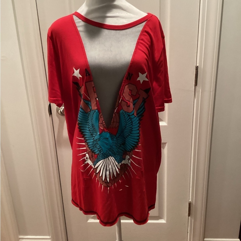 Red Graphic Tee Shirt Top